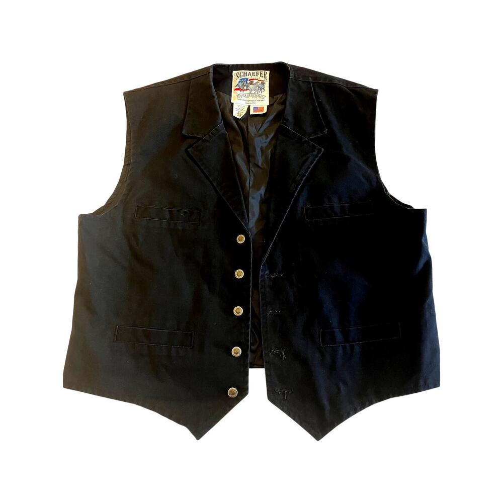 Schaefer Silver Anniversary Black Vest with Silver‎ Buttons XXL